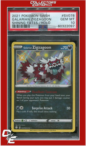 Shining Fates SV078 Galarian Zigzagoon Holo PSA 10