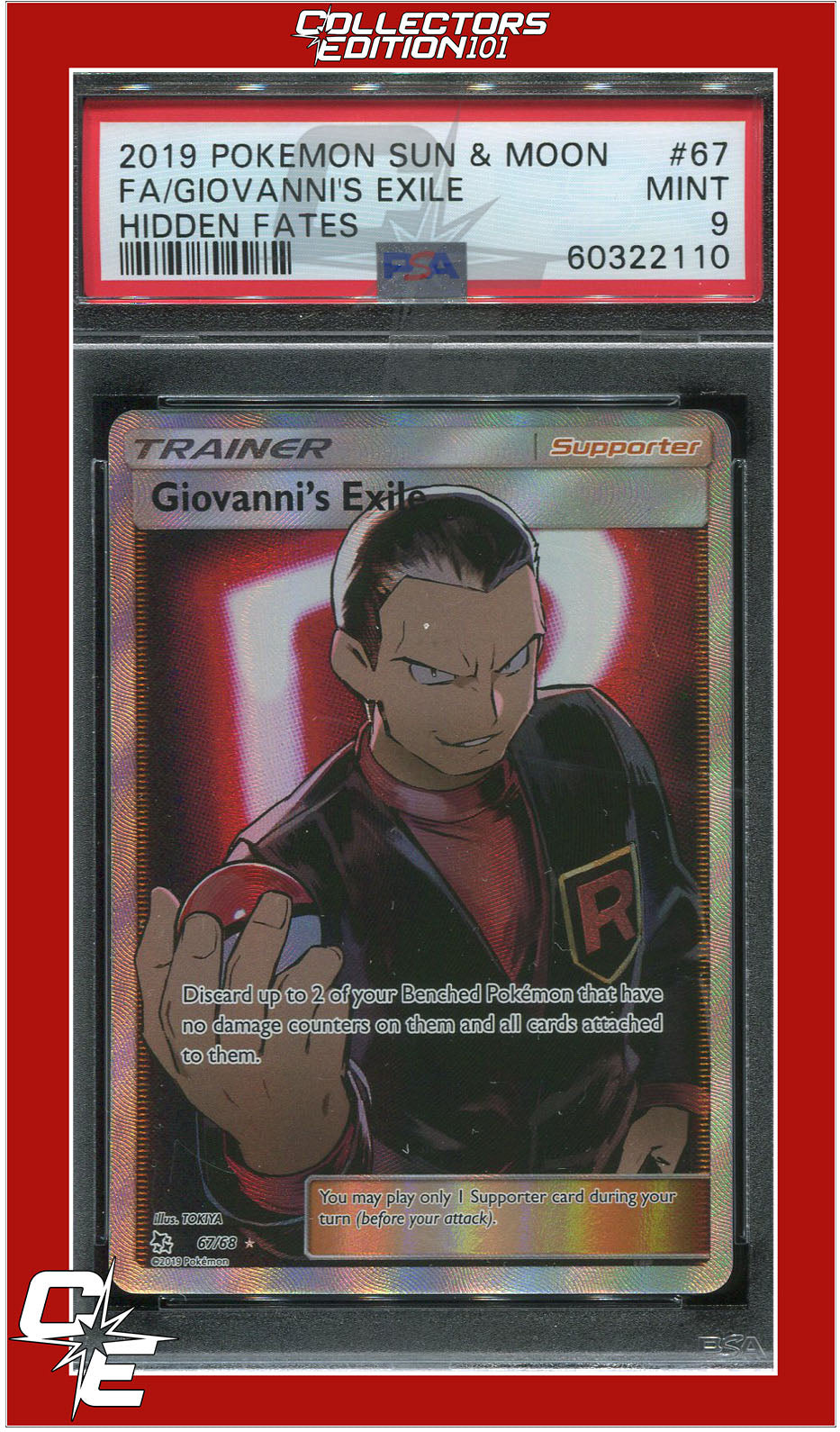 Hidden Fates 67 Full Art Giovanni's Exile PSA 9