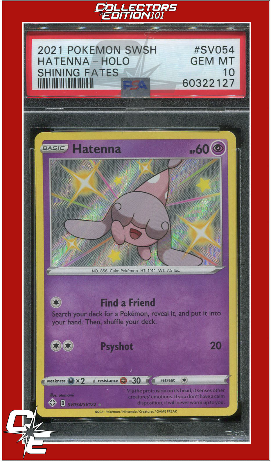 Shining Fates SV054 Hatenna Holo PSA 10