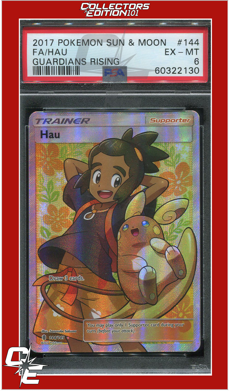 Guardians Rising 144 Full Art Hau PSA 6