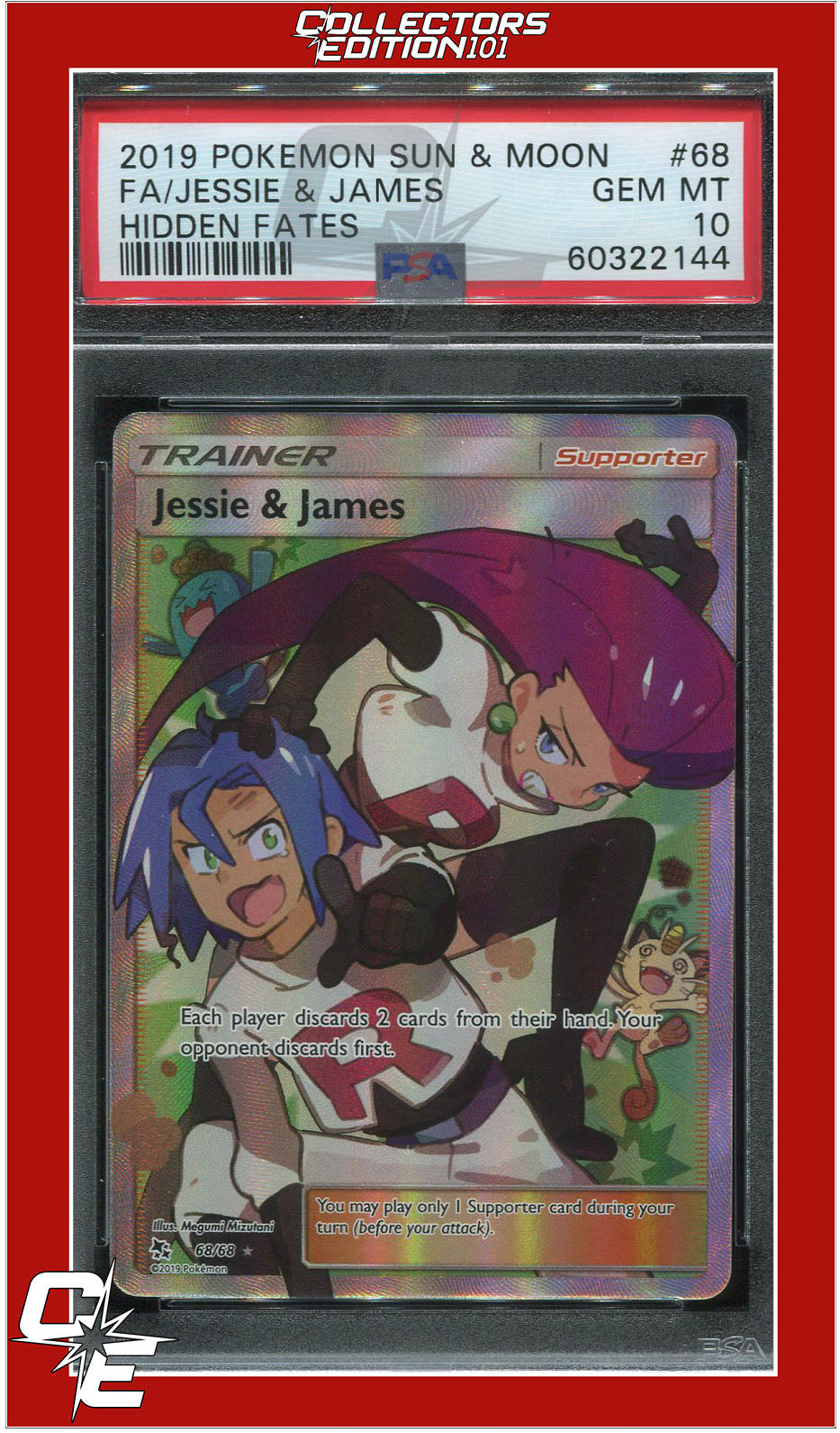 Hidden Fates 68 Full Art Jessie & James PSA 10