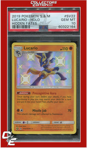 Hidden Fates SV22 Lucario Holo PSA 10