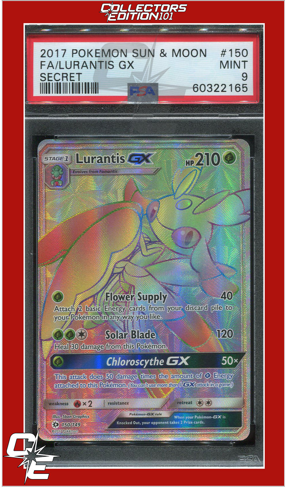 Sun & Moon 150 Full Art Lurantis GX Secret PSA 9