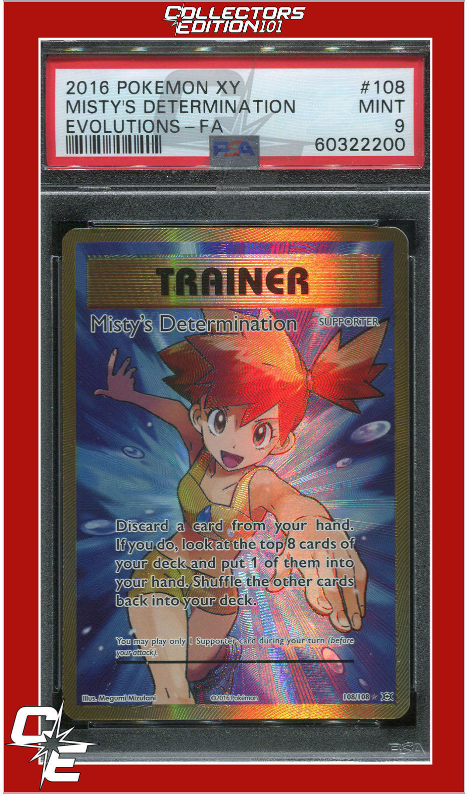 Evolutions 108 Full Art Misty's Determination PSA 9