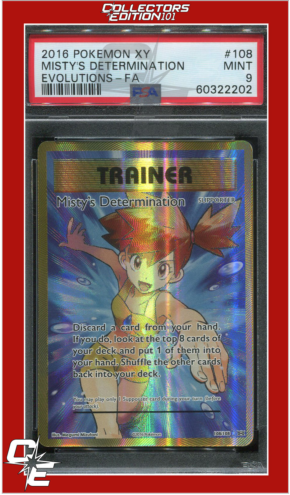 Evolutions 108 Full Art Misty's Determination PSA 9