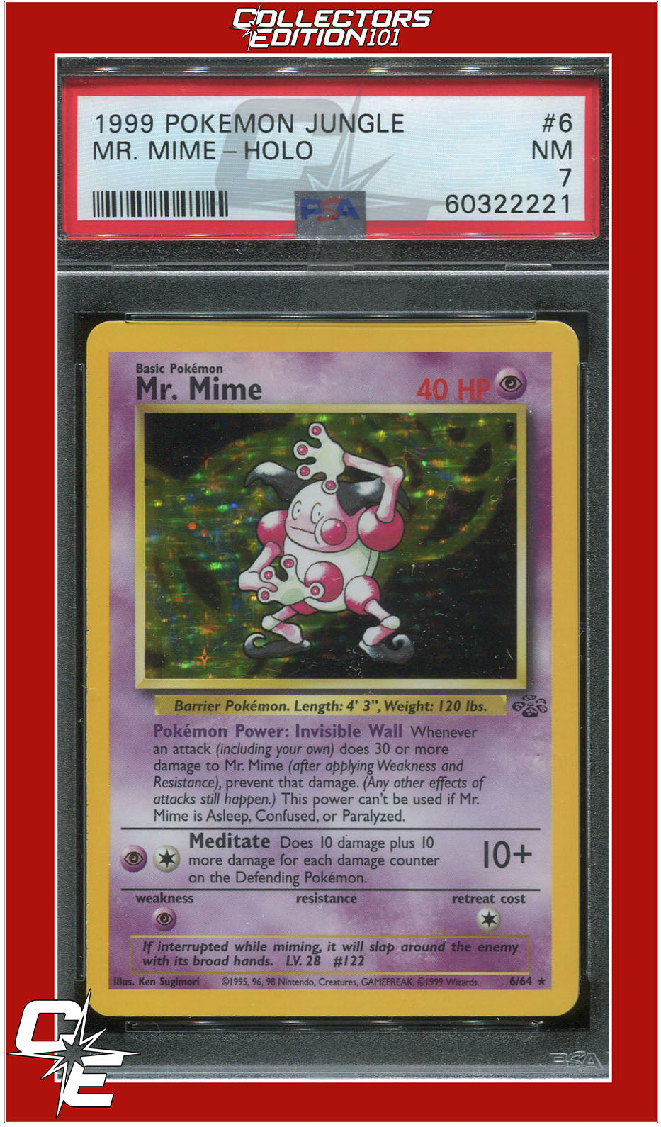 Jungle 6 Mr. Mime Holo PSA 7