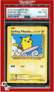 Evolutions 111 Surfing Pikachu PSA 8