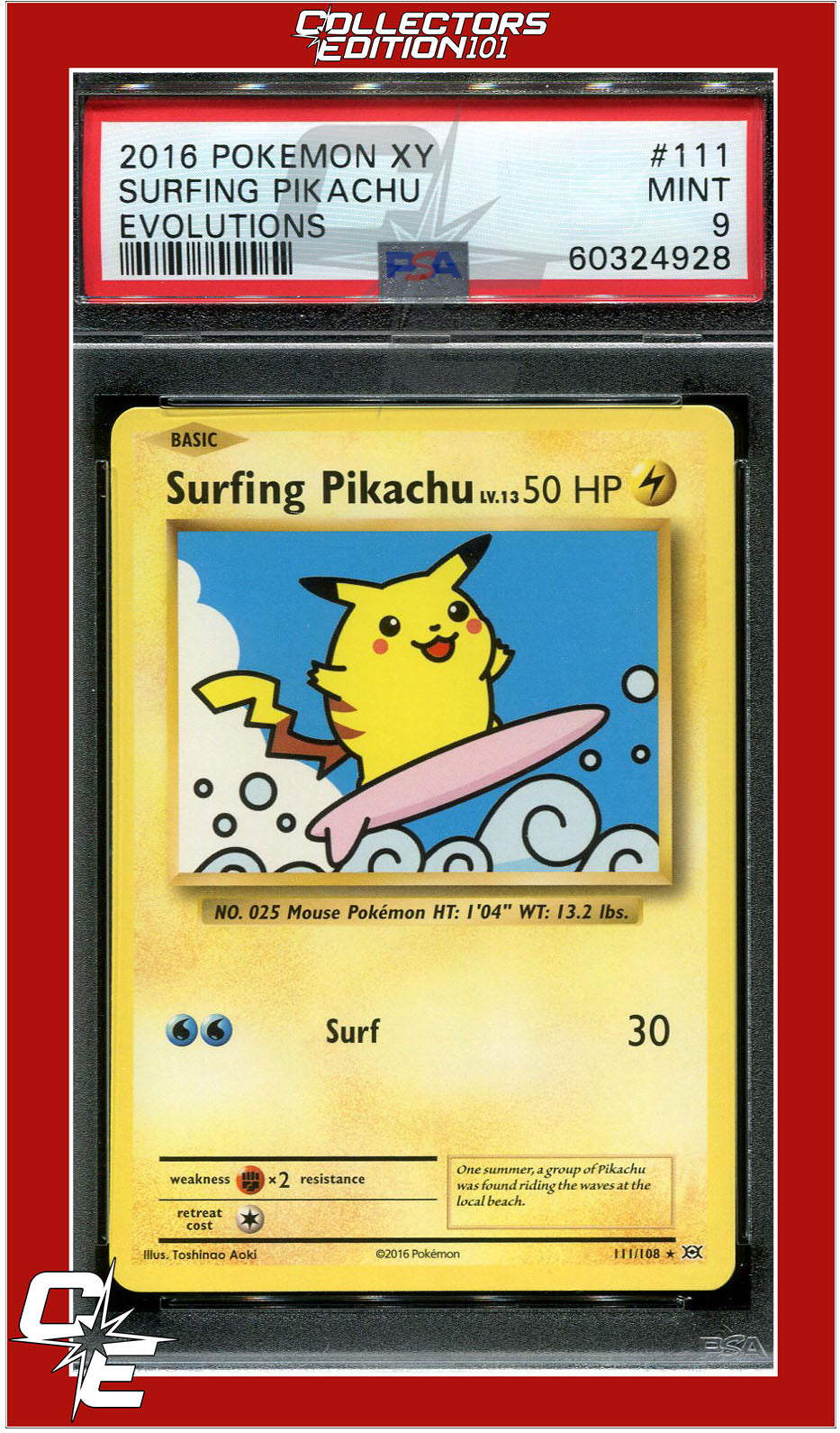 Evolutions 111 Surfing Pikachu PSA 9