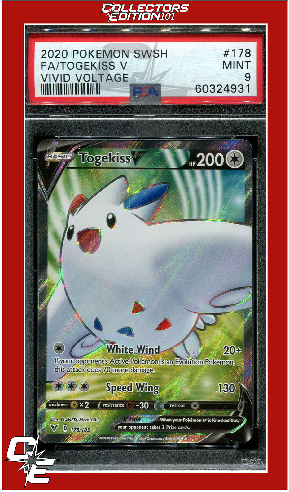 Vivid Voltage 178 Full Art Togekiss V PSA 9