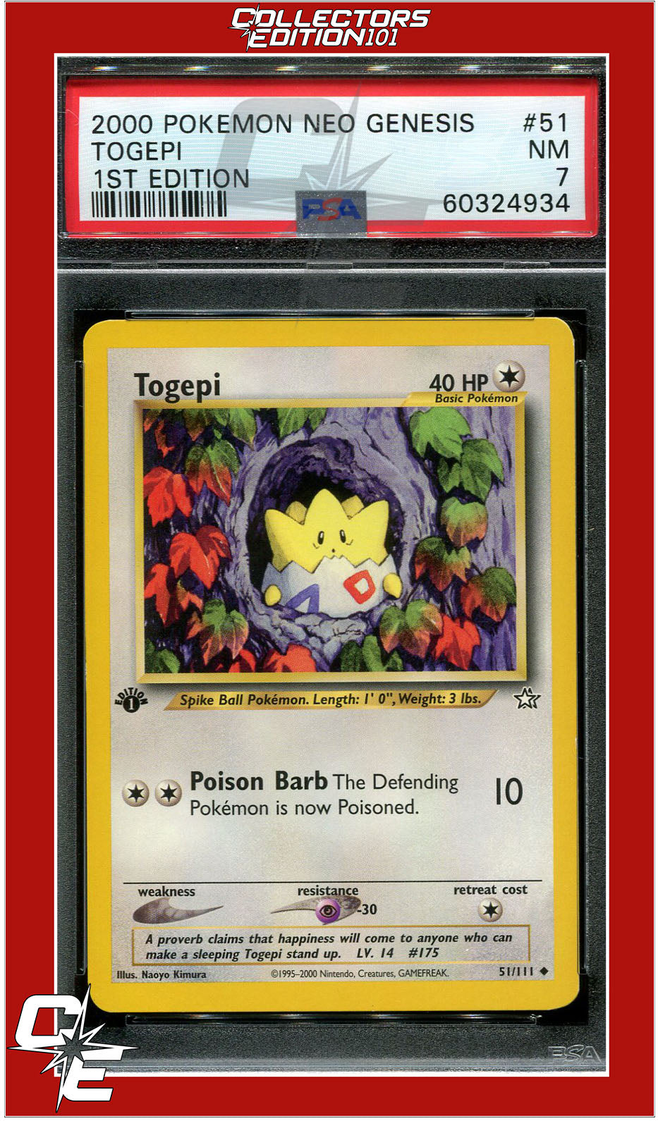 Neo Genesis 1st Edition 51 Togepi PSA 7