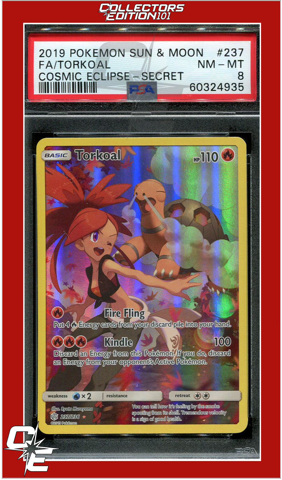 Cosmic Eclipse 237 Full Art Torkoal Secret PSA 8 Cosmic Eclipse 237 Full Art Torkoal Secret PSA 8