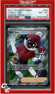 Shining Fates 065 Full Art Ball Guy PSA 8