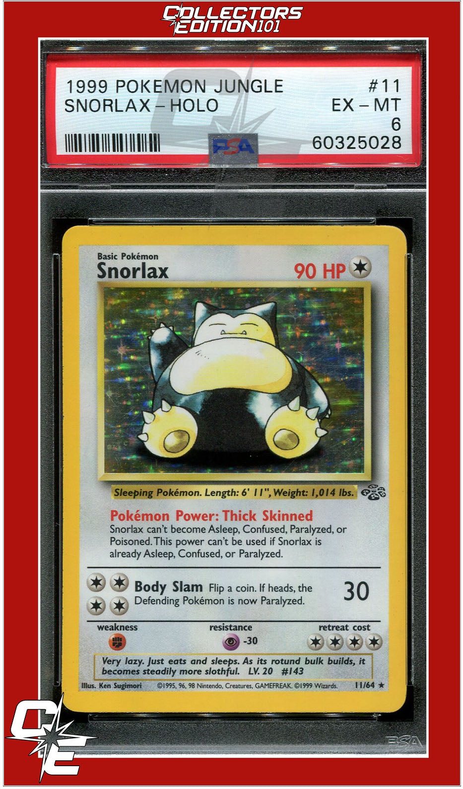 Jungle 11 Snorlax Holo PSA 6