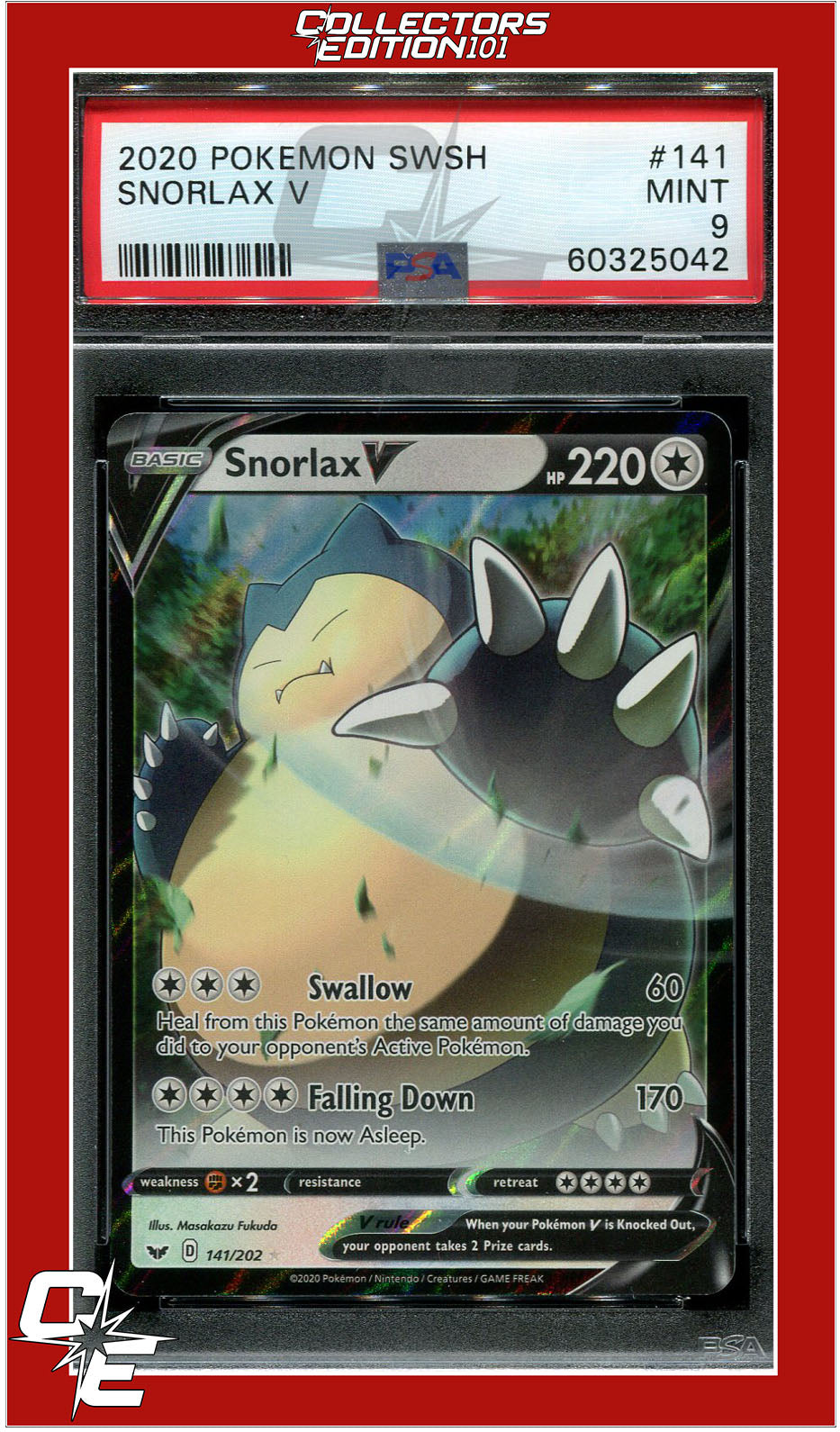 Sword & Shield 141 Snorlax V PSA 9