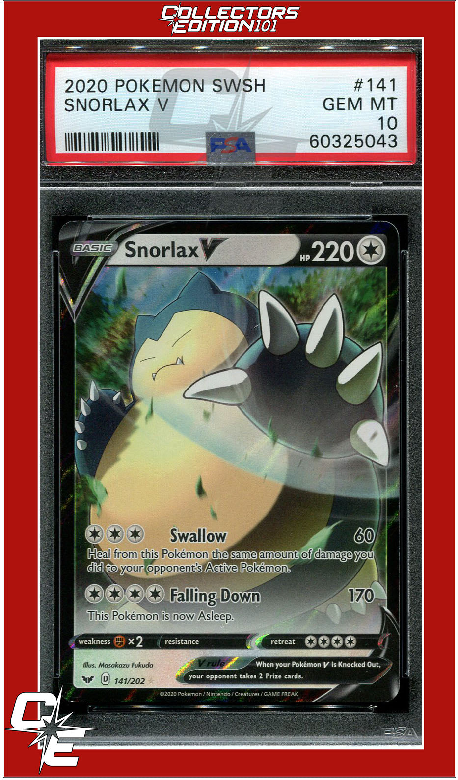 Sword & Shield 141 Snorlax V PSA 10