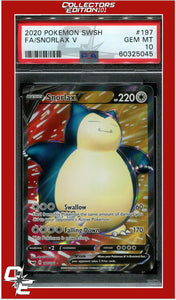 Sword & Shield 197 Full Art Snorlax V PSA 10