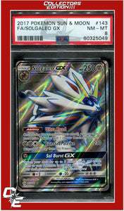 Sun & Moon 143 Full Art Solgaleo GX PSA 8