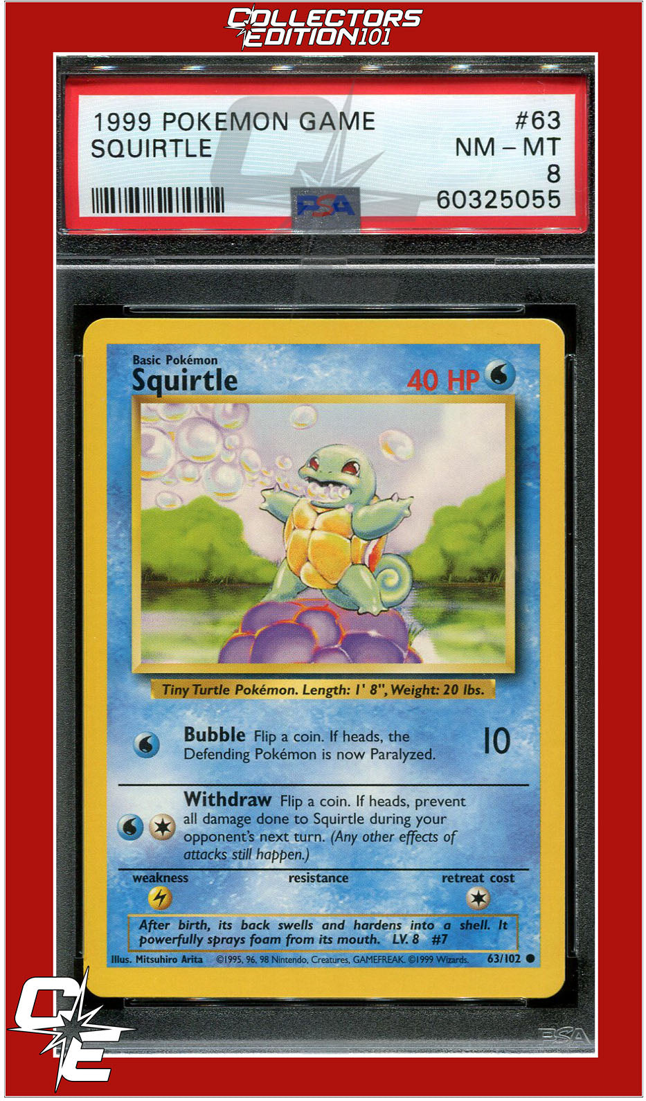 Base Set 63 Squirtle PSA 8