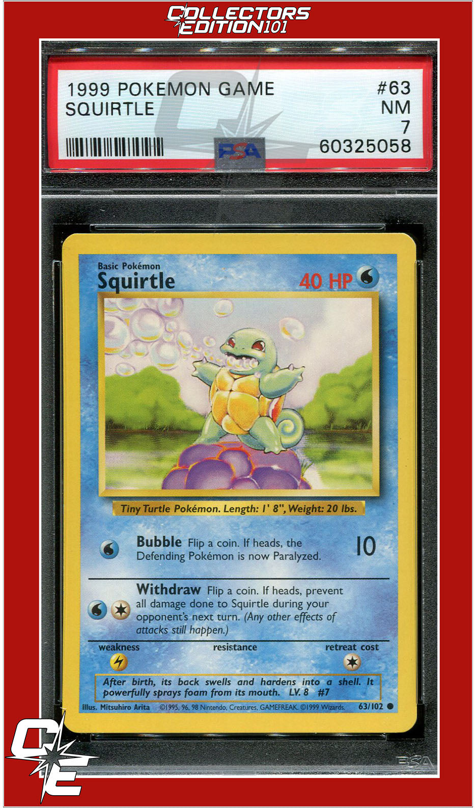 Base Set 63 Squirtle PSA 7