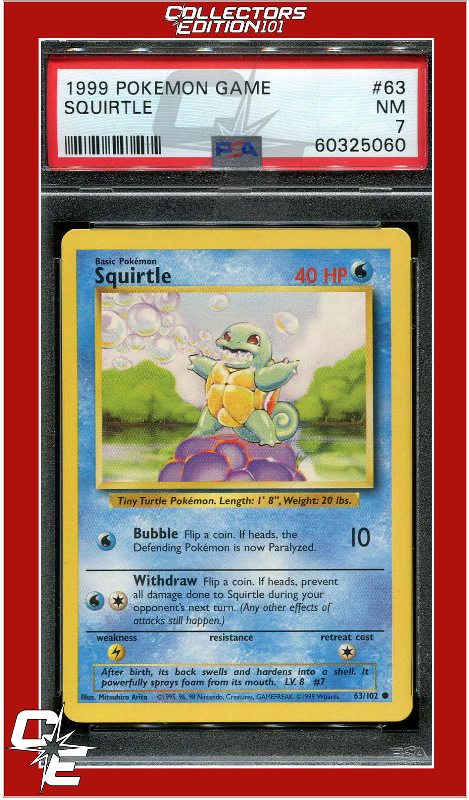 Base Set 63 Squirtle PSA 7