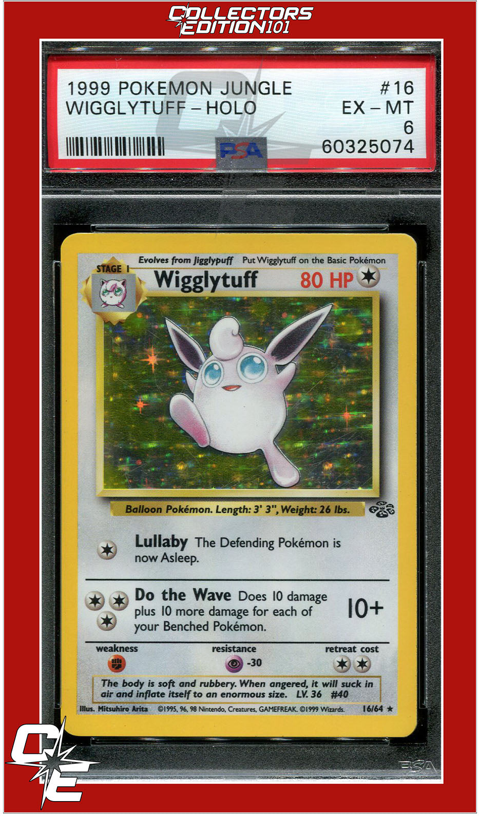 Jungle 16 Wigglytuff Holo PSA 6