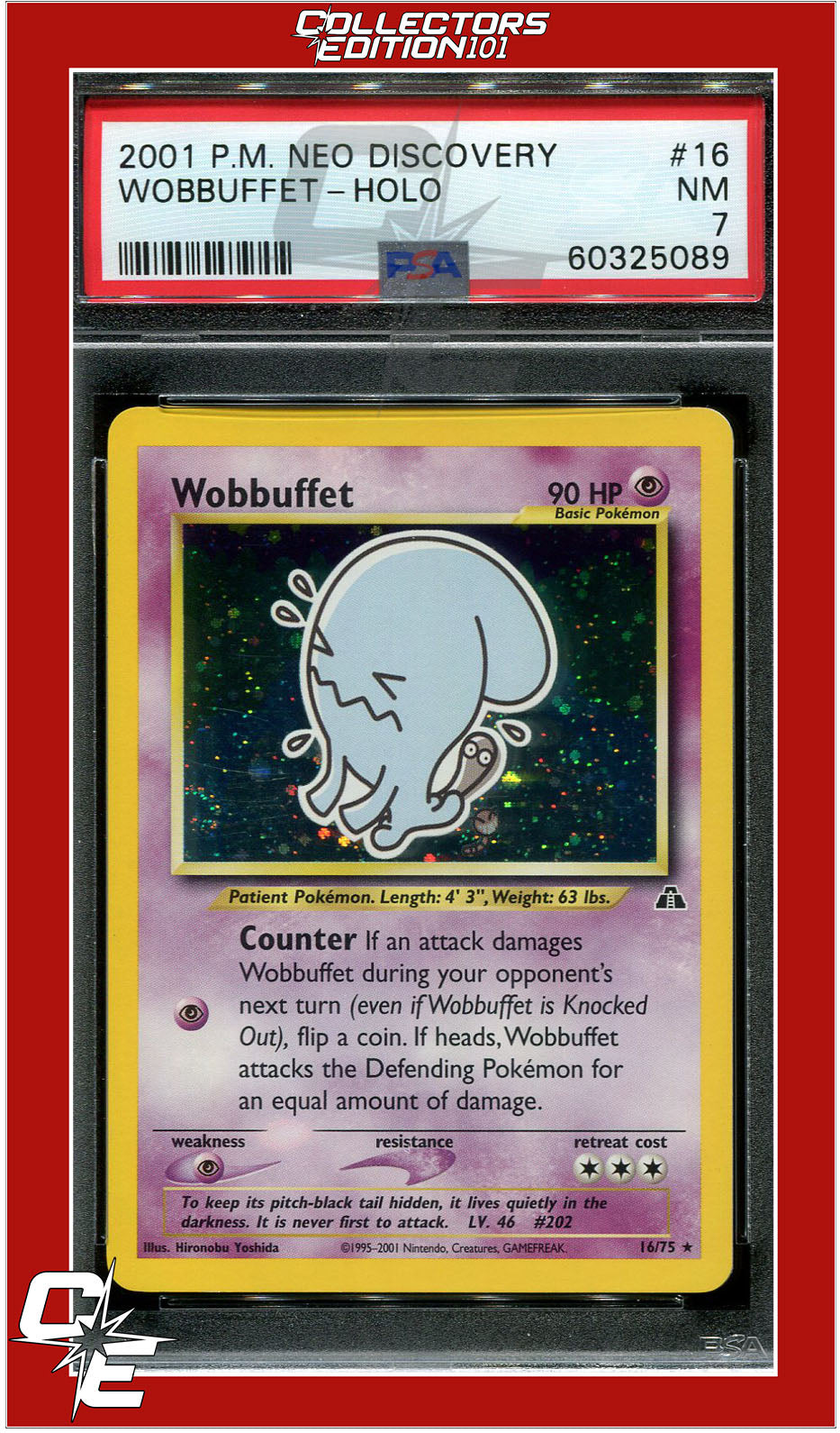 Neo Discovery 16 Wobbuffet Holo PSA 7