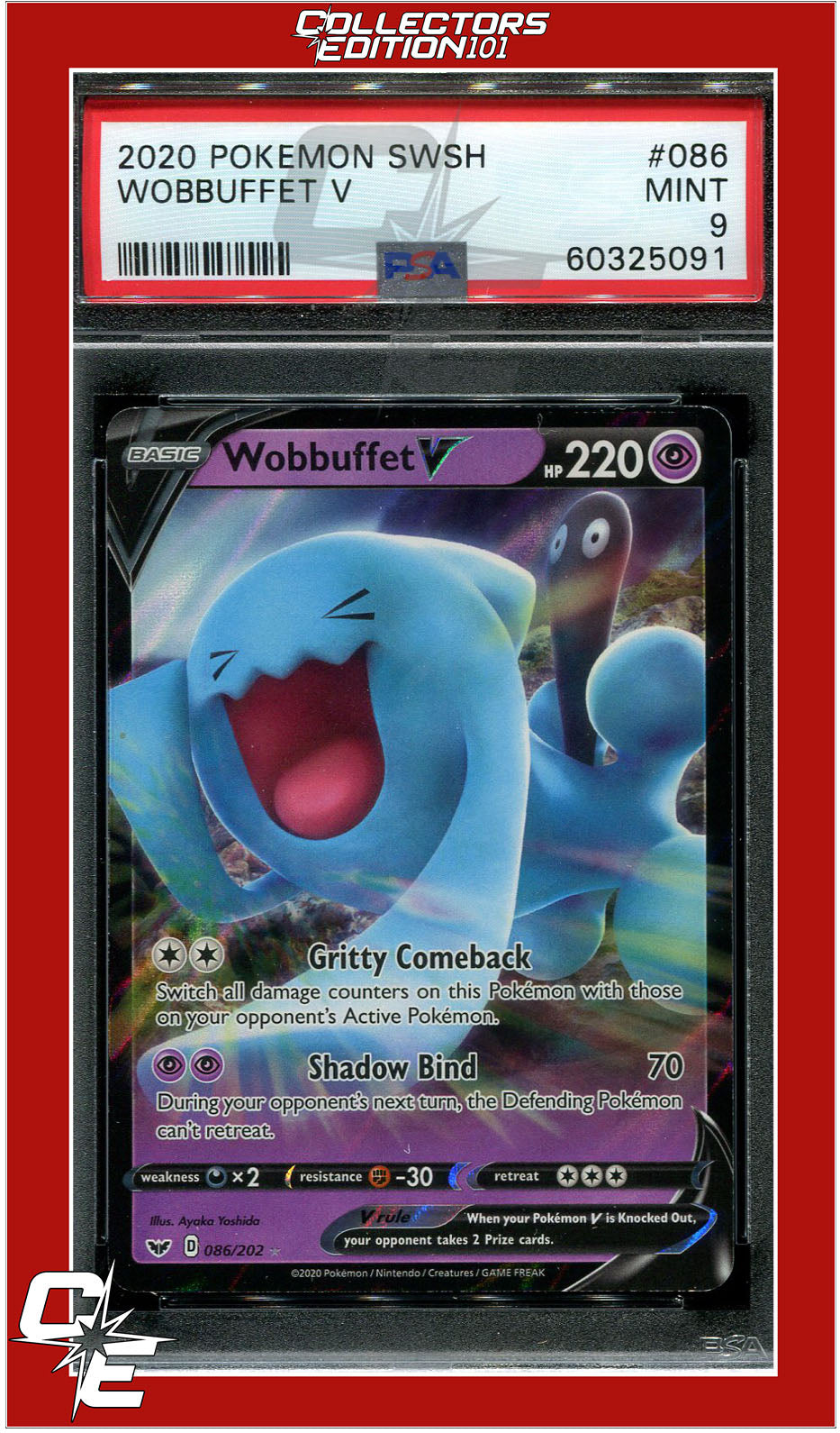Sword & Shield 086 Wobbuffet V PSA 9 | Collectors Edition 101