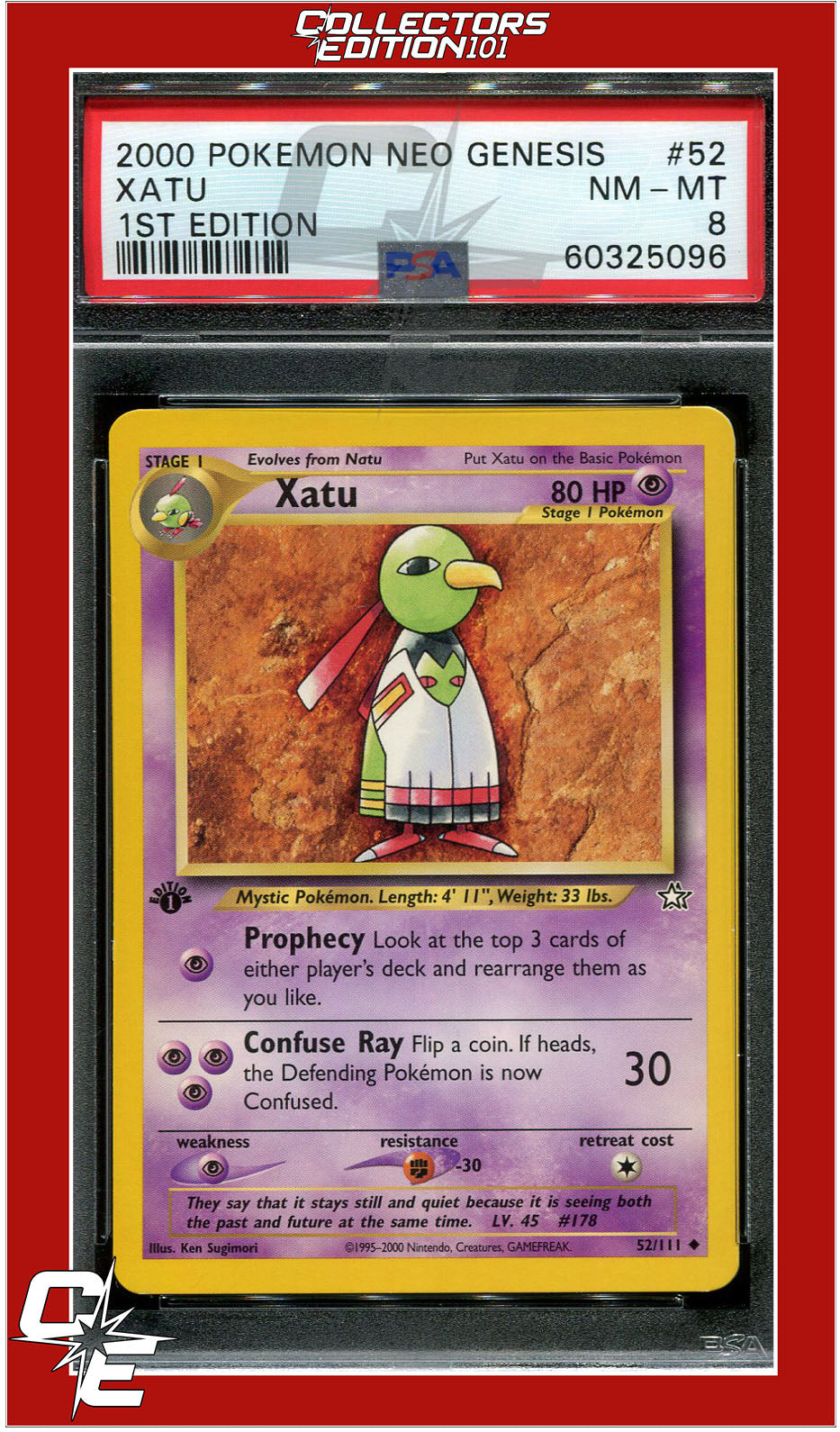 Neo Genesis 1st Edition 52 Xatu PSA 8