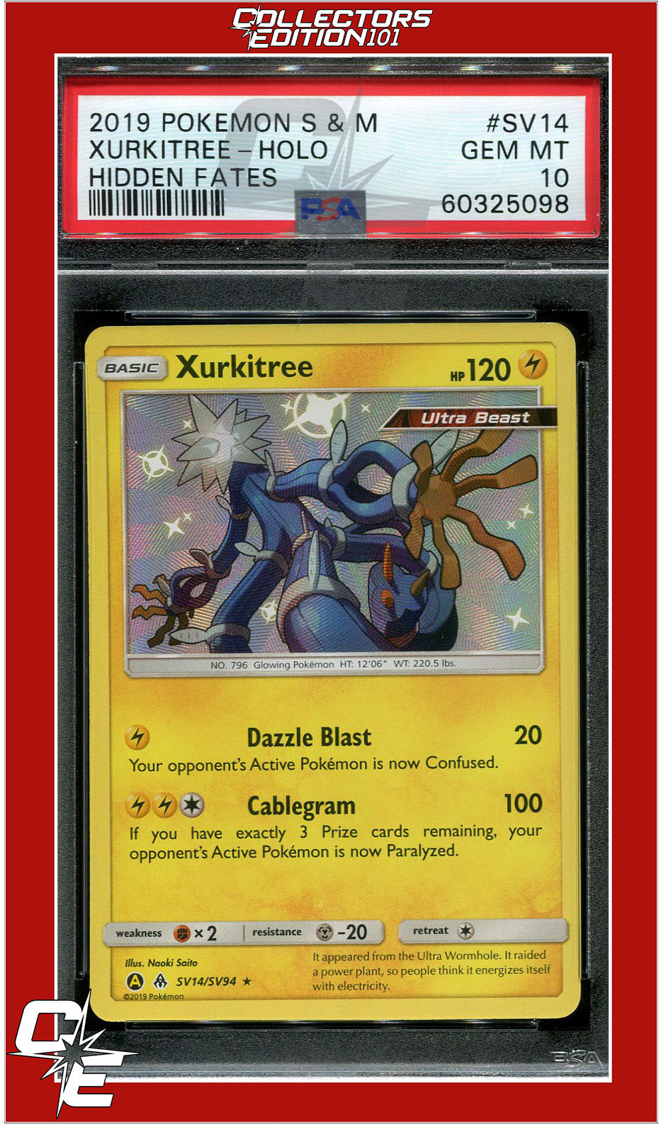 Hidden Fates SV14 Xurkitree Holo PSA 10