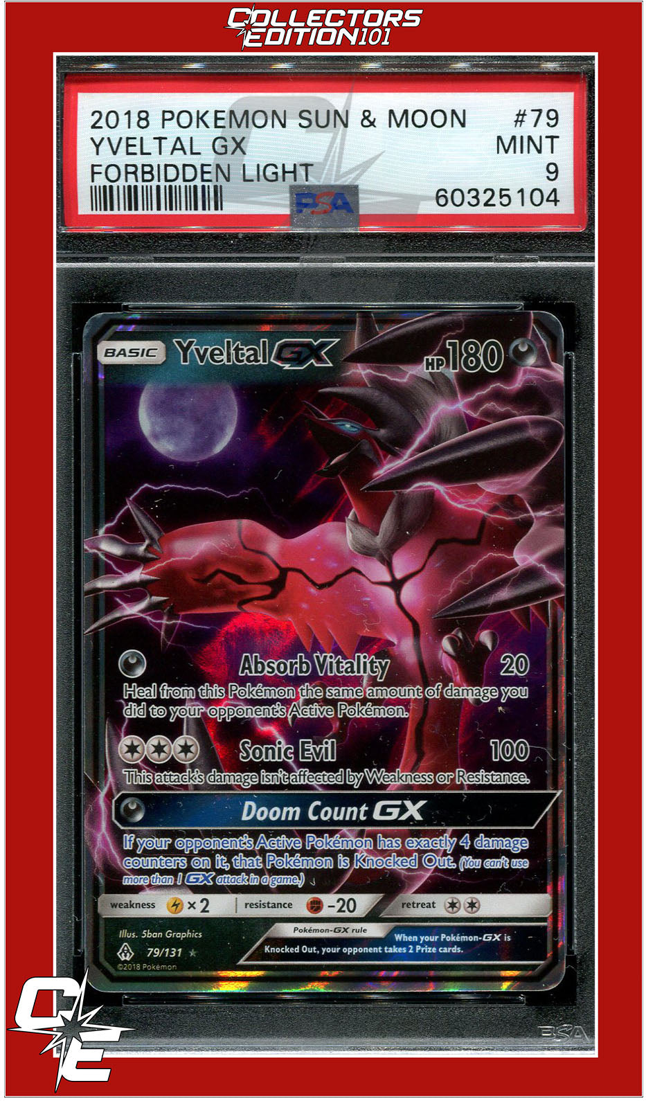 Forbidden Light 79 Yveltal GX PSA 9