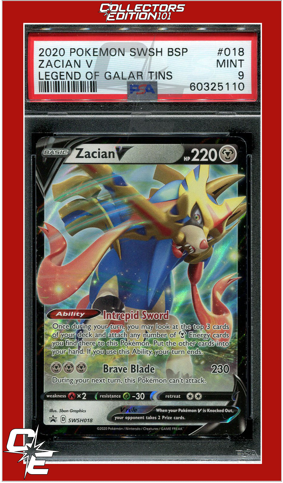 SWSH Black Star Promo 018 Zacian V PSA 9