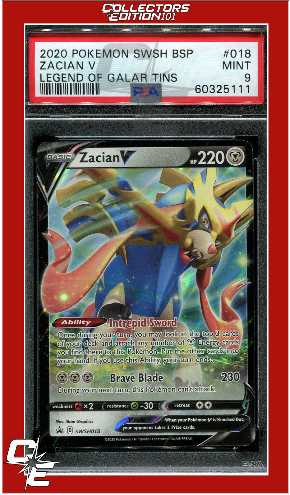 SWSH Black Star Promo 018 Zacian V PSA 9