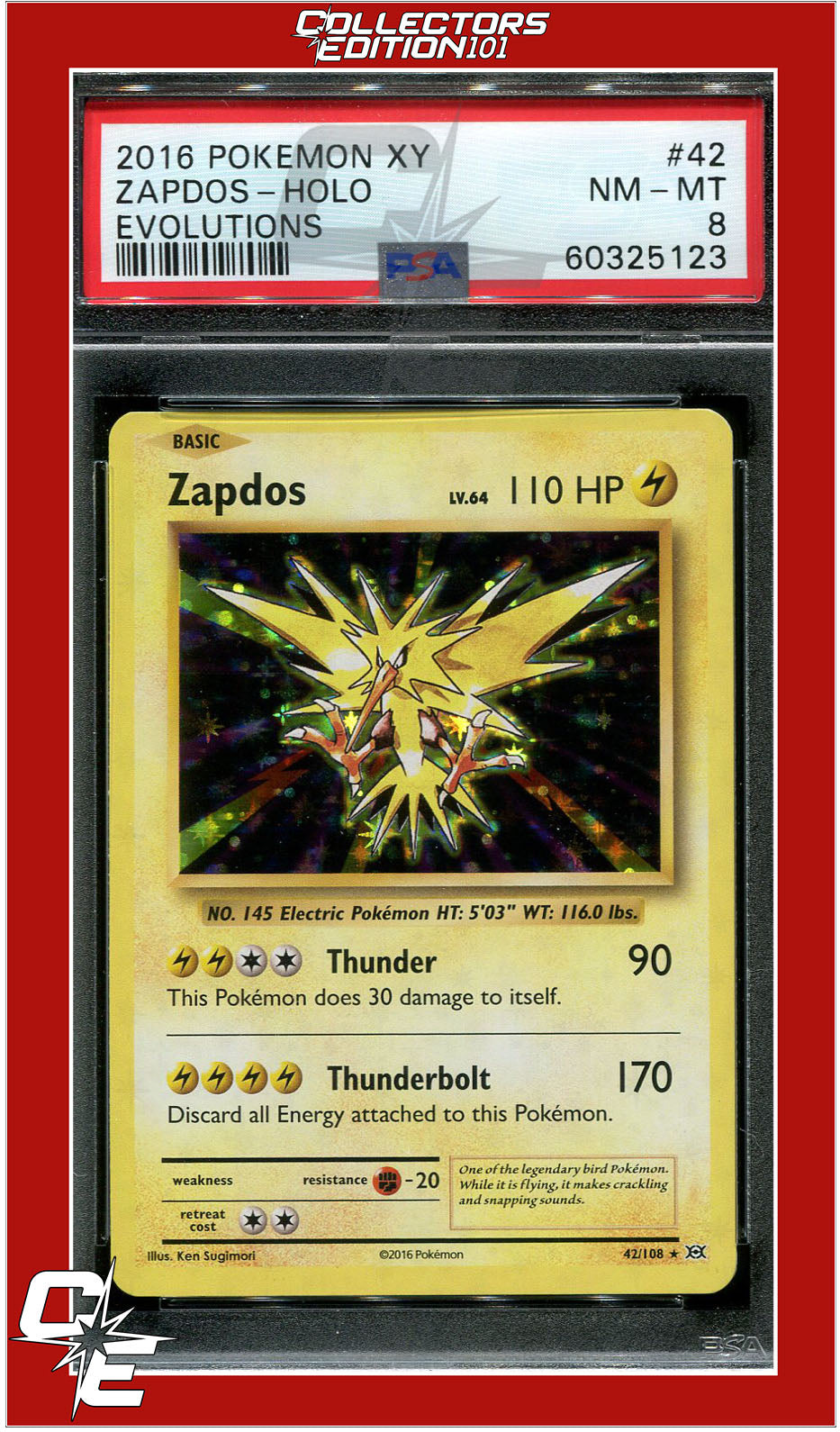 Evolutions 42 Zapdos Holo PSA 8