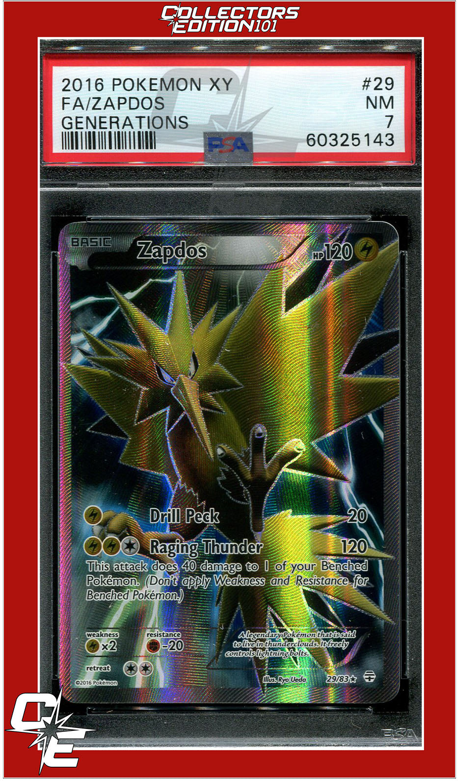 Generations 29 Full Art Zapdos PSA 7