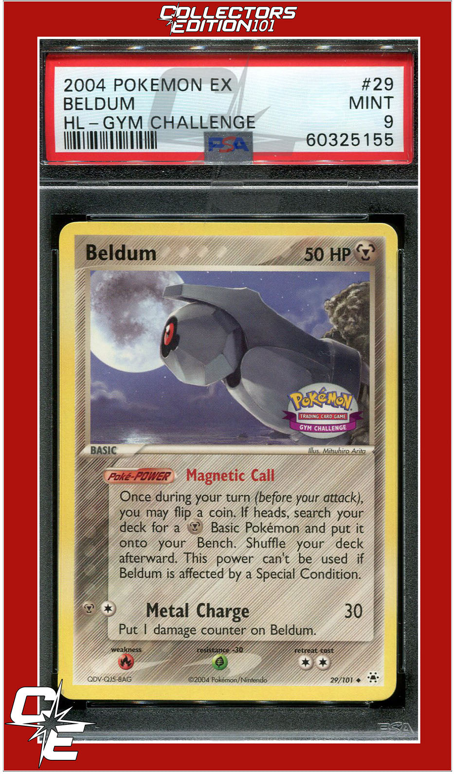 EX Hidden Legends 29 Beldum Gym Challenge PSA 9