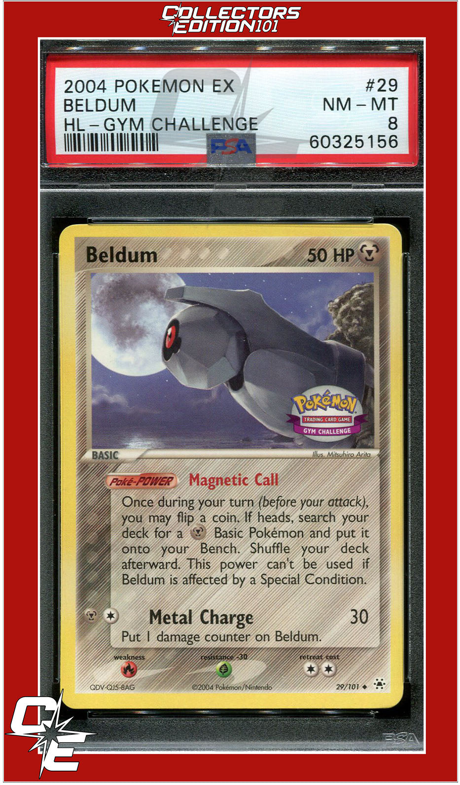 EX Hidden Legends 29 Beldum Gym Challenge PSA 8