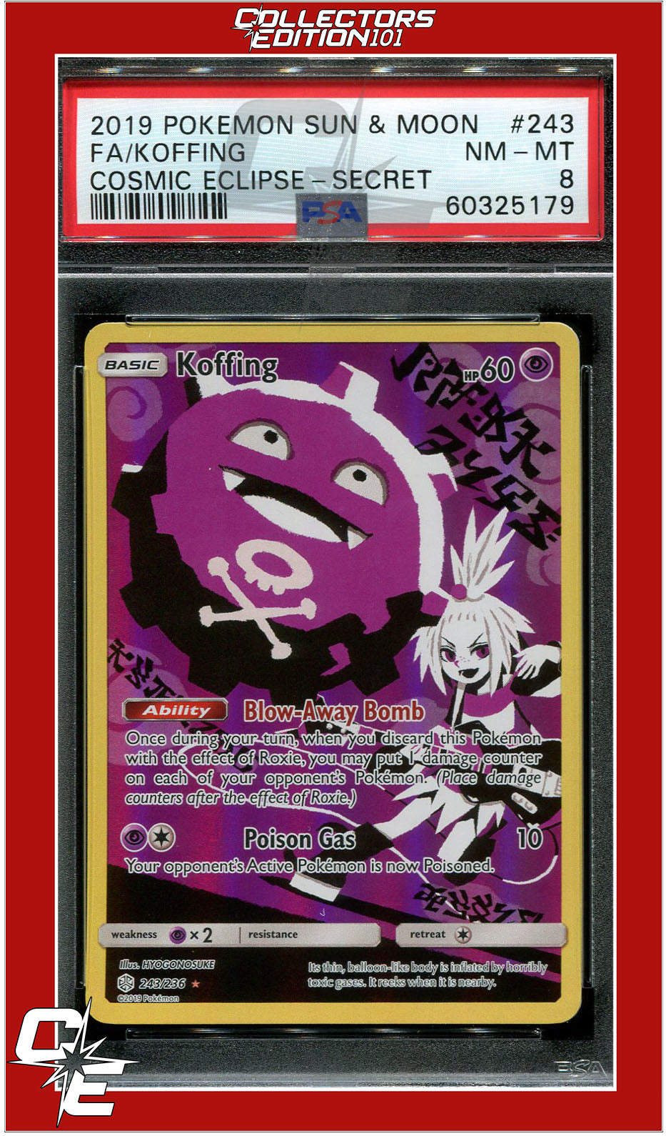 Cosmic Eclipse 243 Full Art Koffing Secret PSA 8