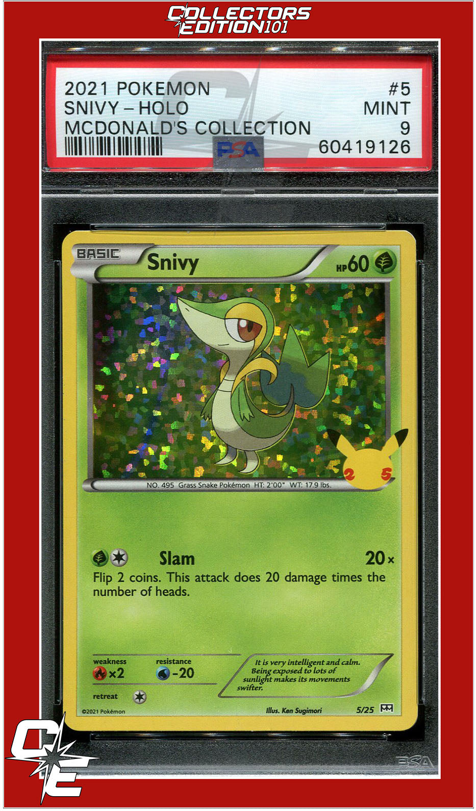McDonald's Collection 2021 Snivy Confetti Holo 5 PSA 9 | Collectors Edition 101 McDonald's Collection 2021 Snivy Confetti Holo 5 PSA 9 | Collectors Edition 101