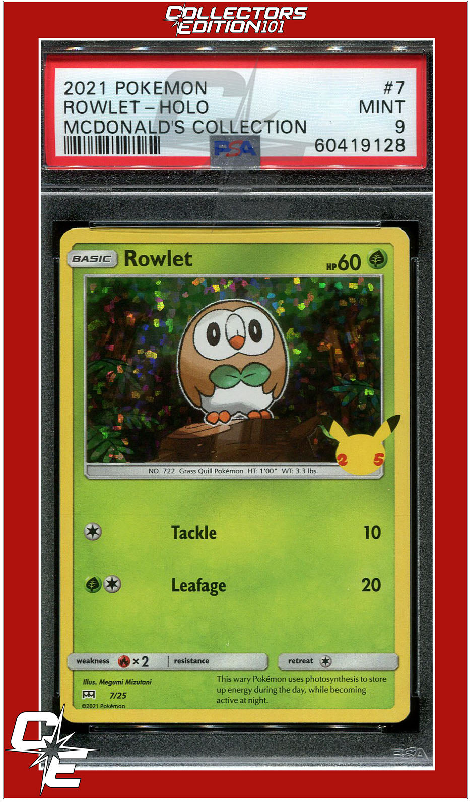 what is the best pokemon card at mcdonald's McDonald's Collection 2021 Rowlet Confetti Holo 7 PSA 9