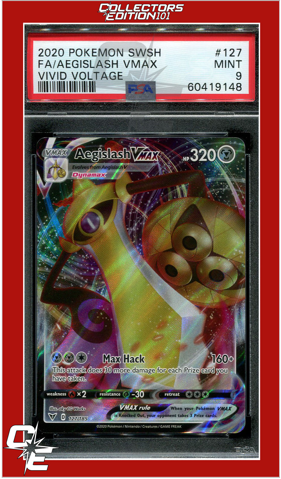 Vivid Voltage 127 Full Art Aegislash Vmax PSA 9