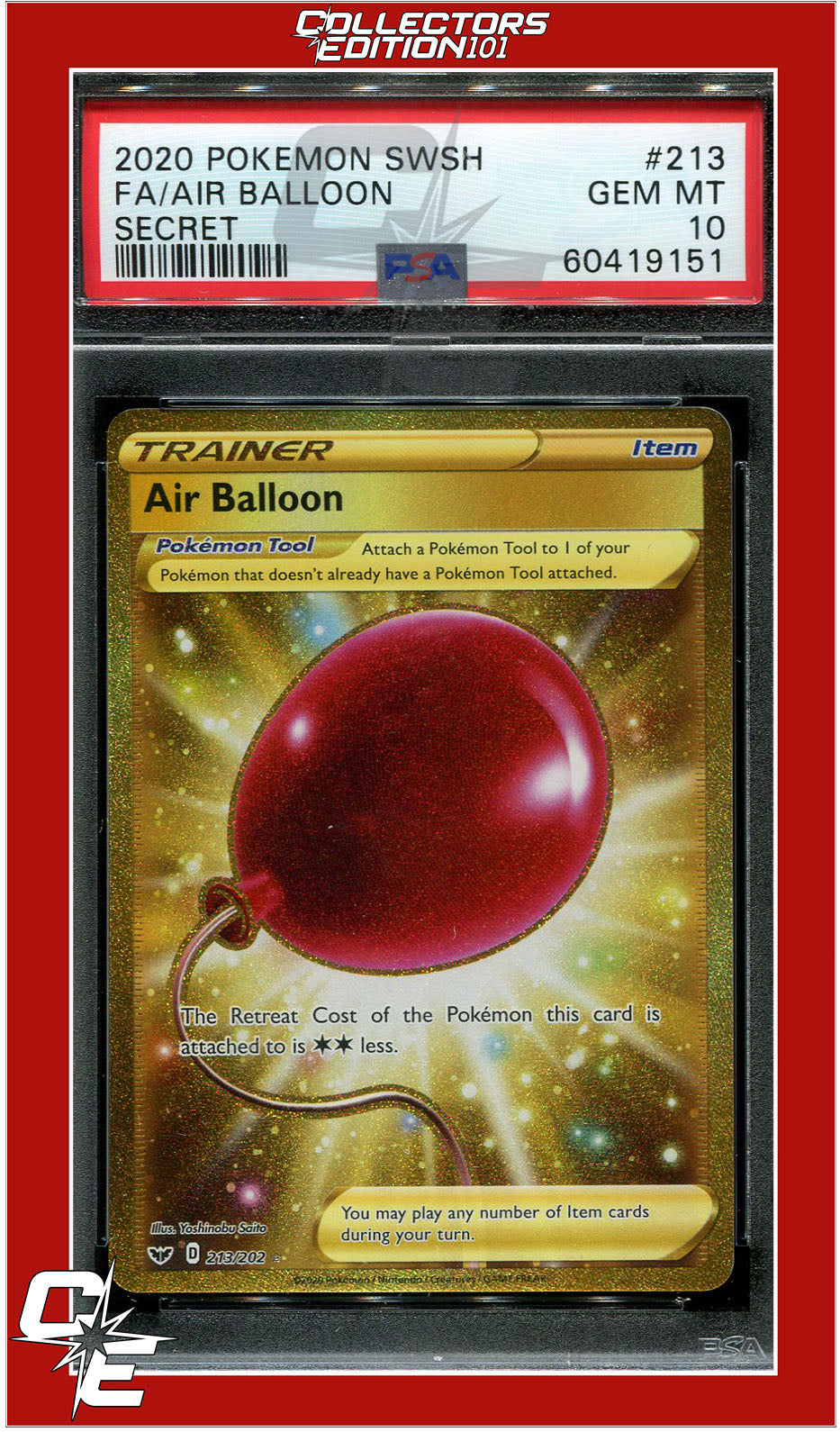 Sword & Shield 213 Full Art Air Balloon Secret PSA 10