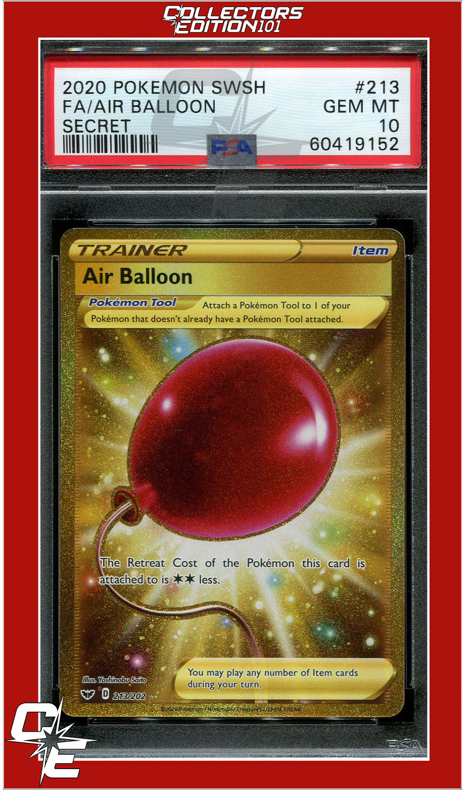 Sword & Shield 213 Full Art Air Balloon Secret PSA 10