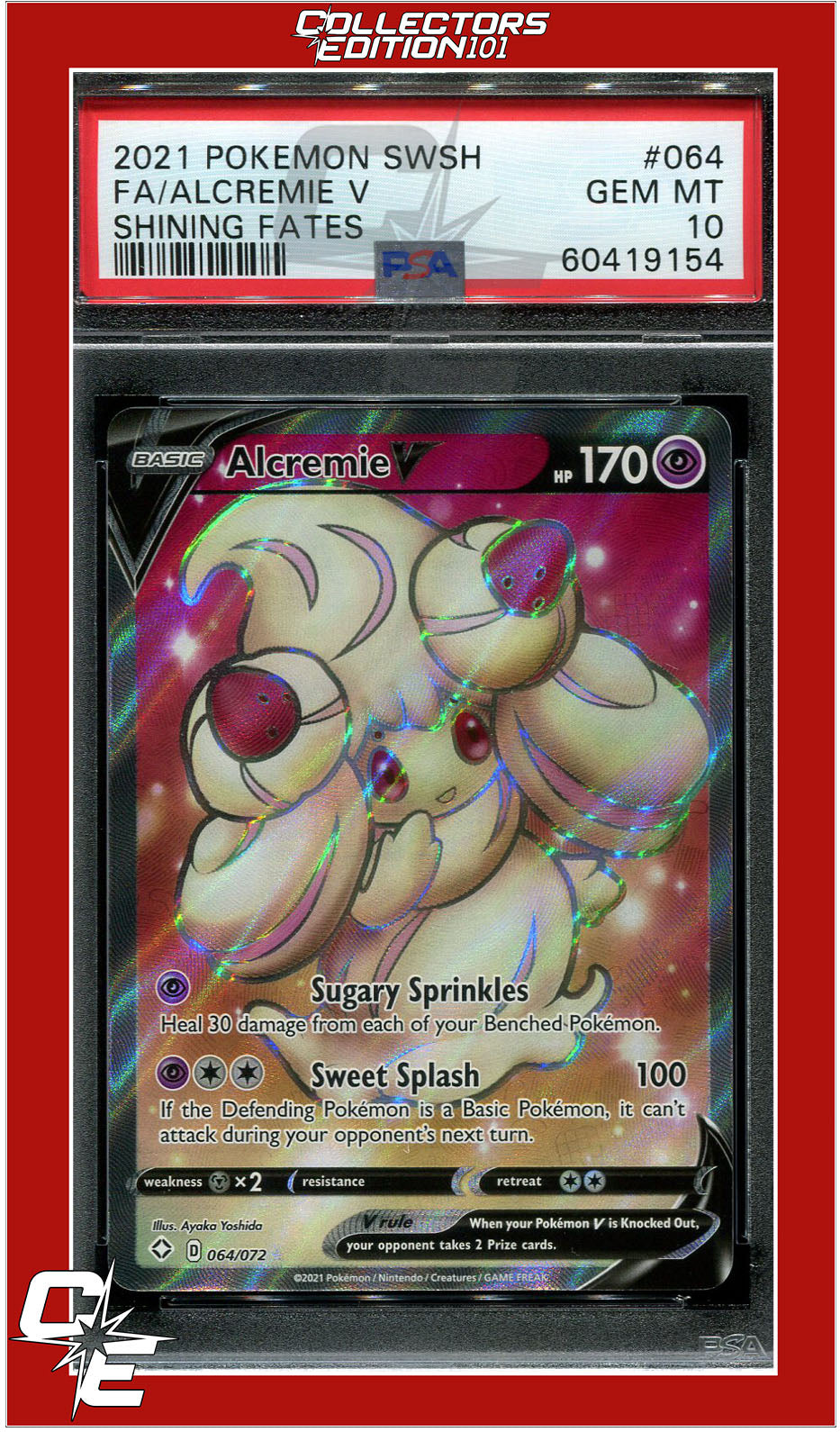 Shining Fates 064 Full Art Alcremie V PSA 10