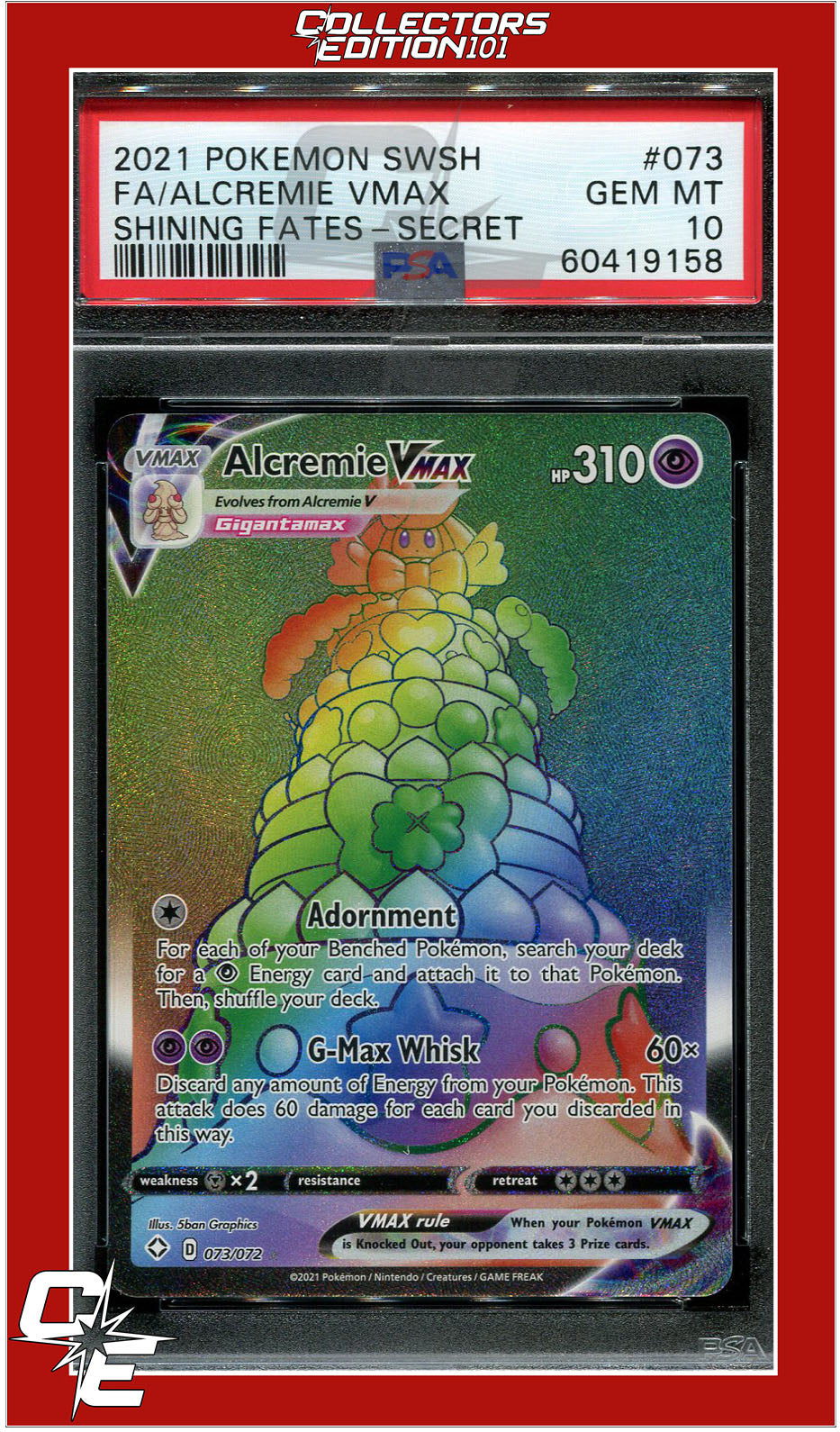 Shining Fates 073 Full Art Alcremie VMAX Secret PSA 10