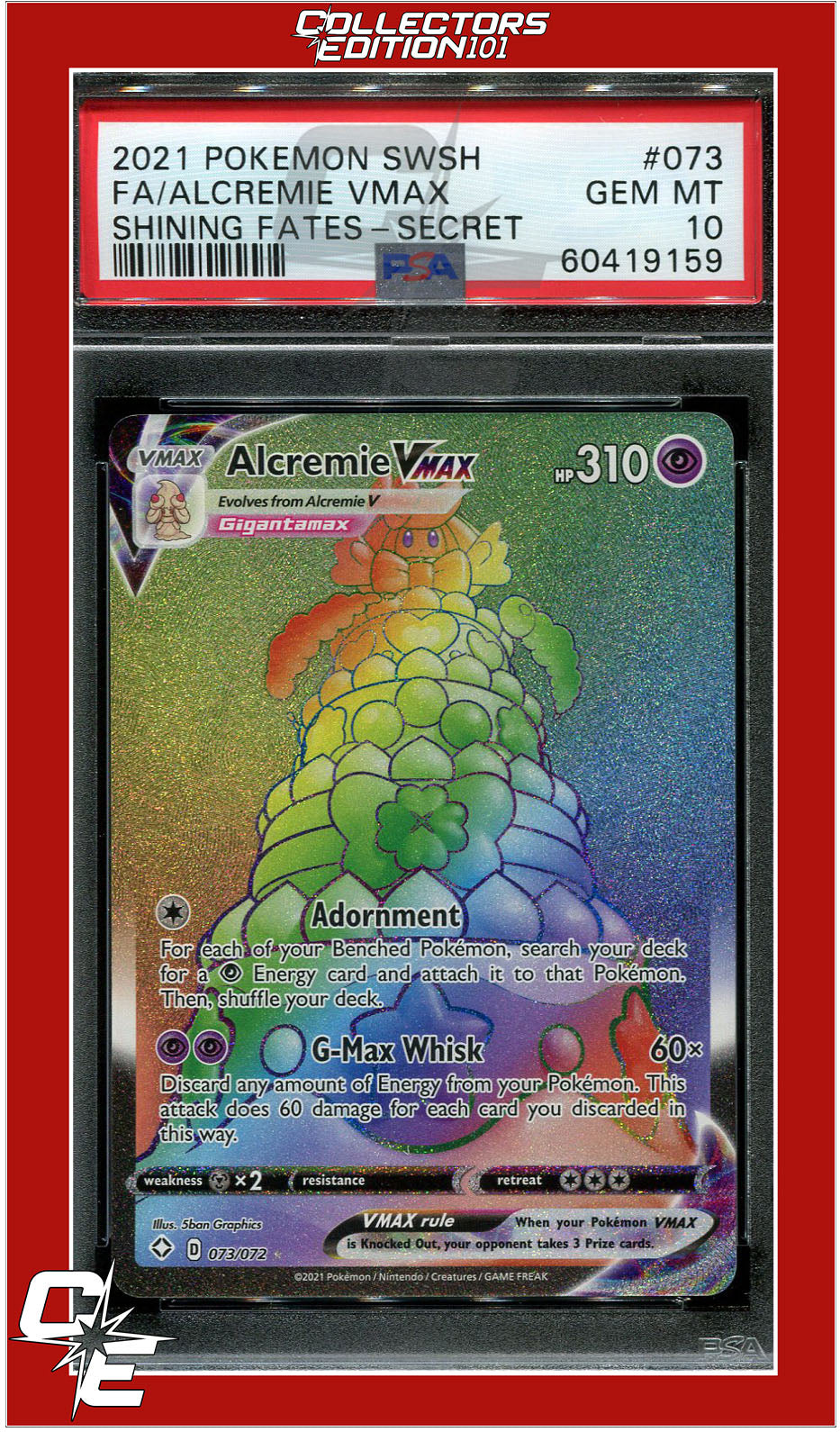 Shining Fates 073 Full Art Alcremie VMAX Secret PSA 10