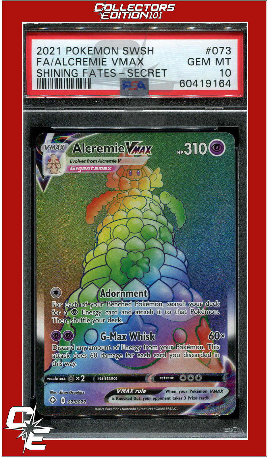 Shining Fates 073 Full Art Alcremie Vmax Secret PSA 10