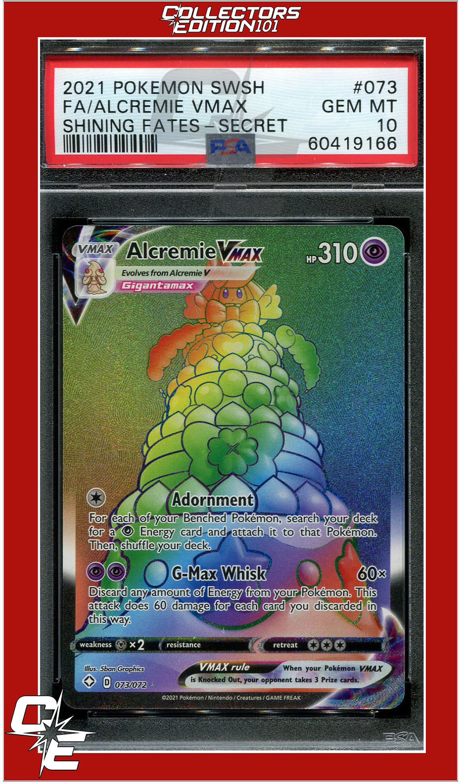 Shining Fates 073 Full Art Alcremie VMAX Secret PSA 10