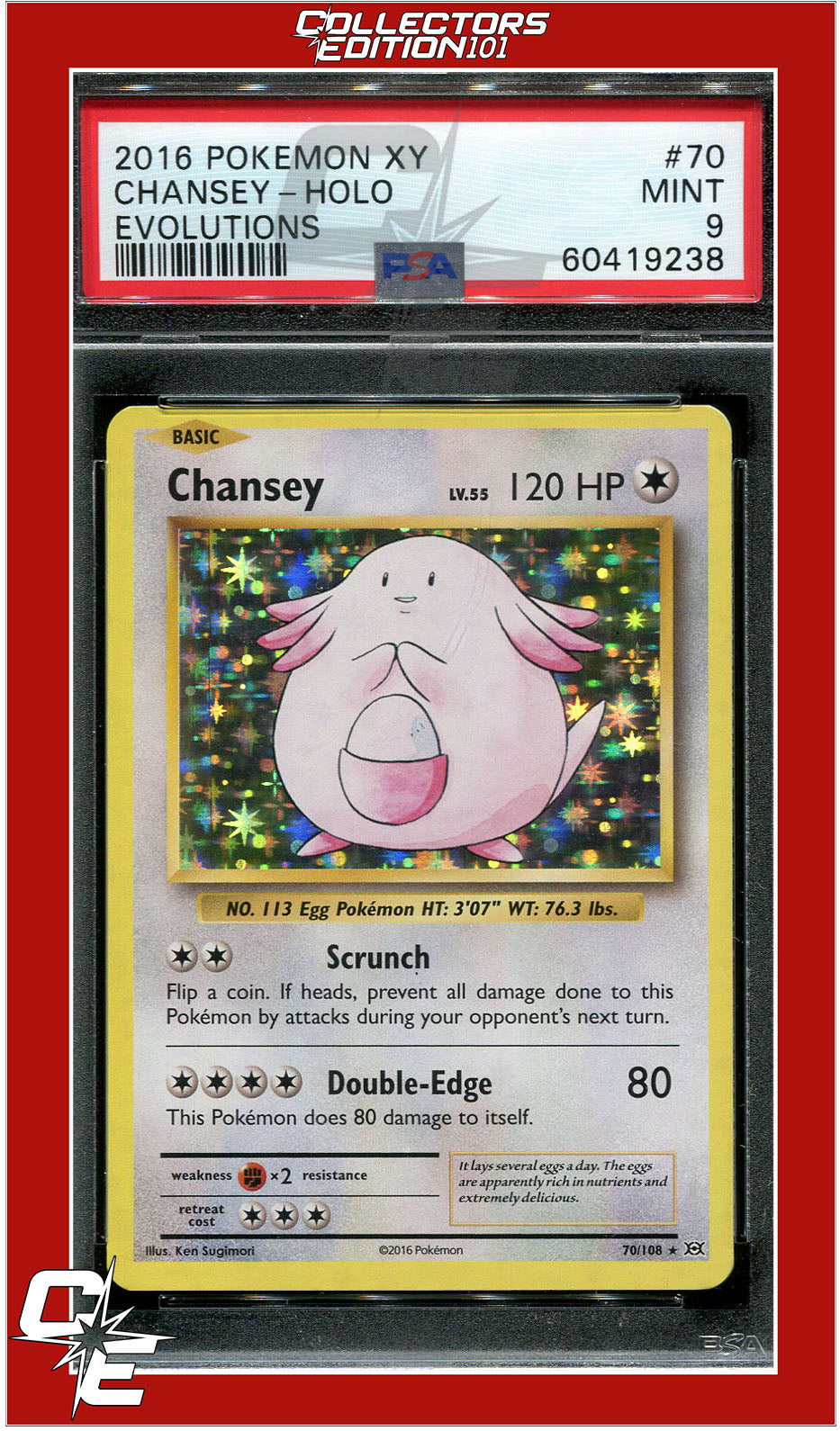 Evolutions 70 Chansey Holo PSA 9