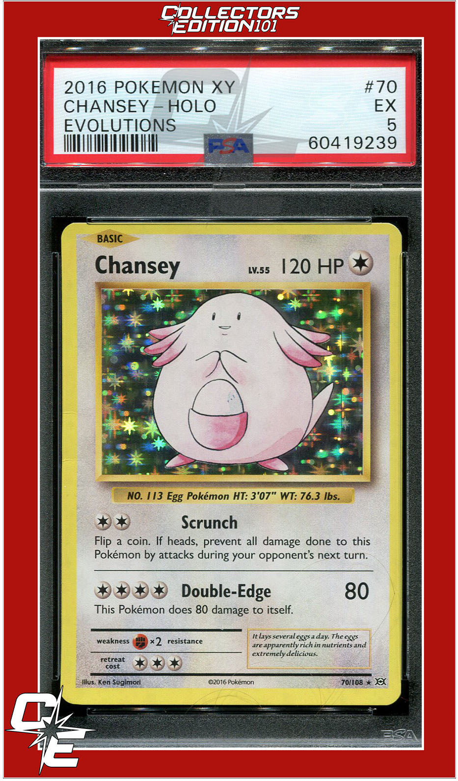 Evolutions 70 Chansey Holo PSA 5 | Collectors Edition 101 Evolutions 70 Chansey Holo PSA 5 | Collectors Edition 101