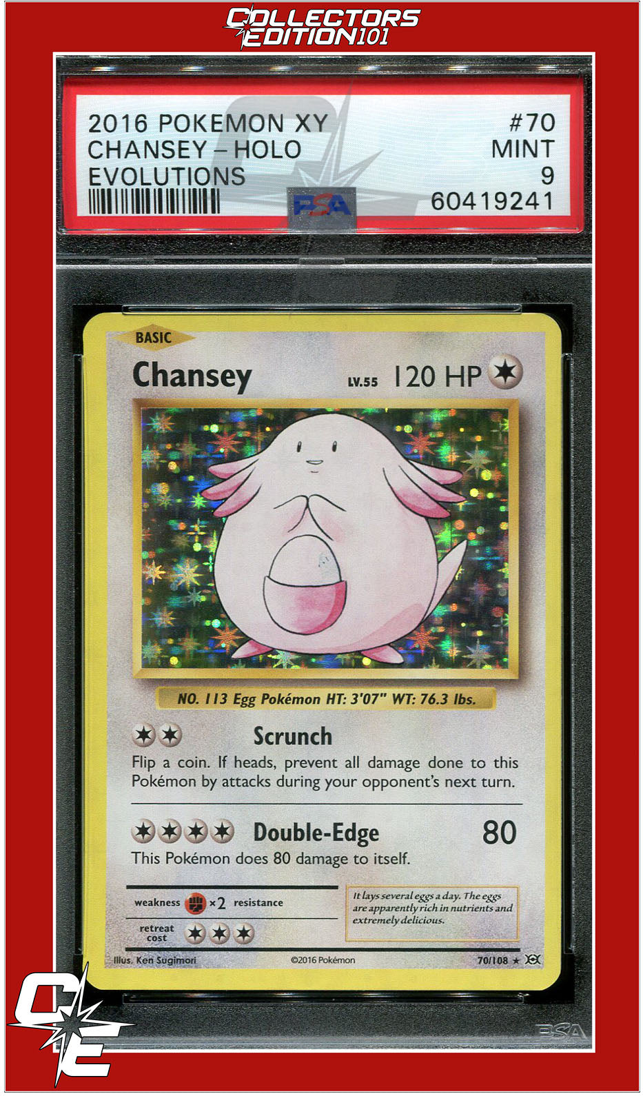 Evolutions 70 Chansey Holo PSA 9